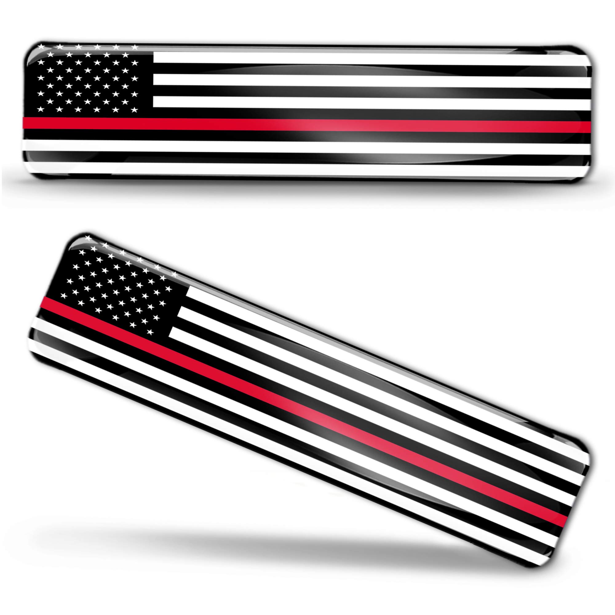 Biomar Labs 2 x 3D Domed Silicone Stickers Decals USA National Thin Red Line American Flag Banner Emblem Car Motorcycle Helmet F 58/2-ka
