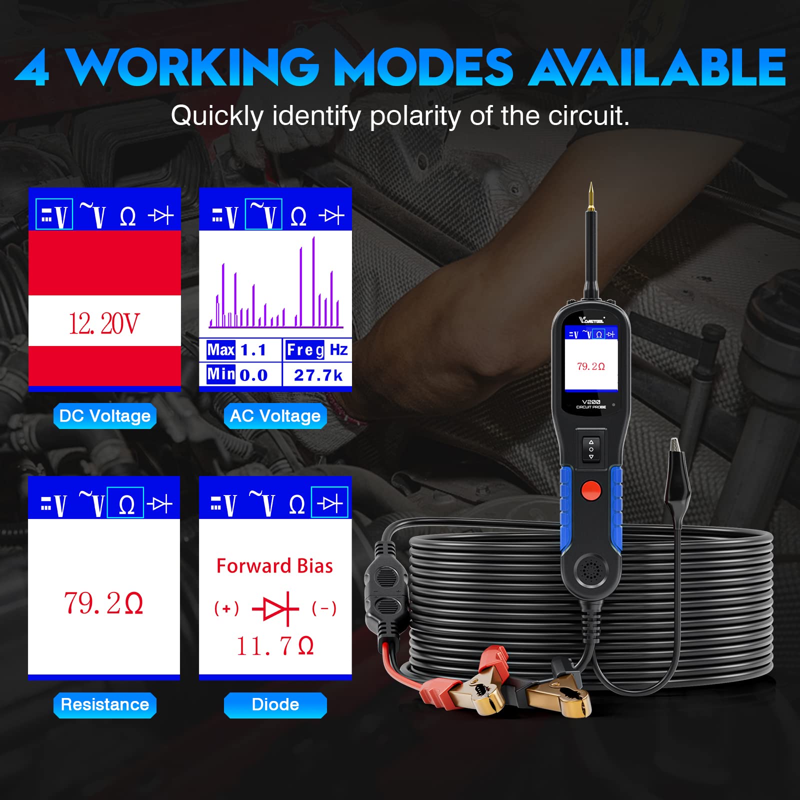 thumbnail image 2 of VDIAGTOOL V200 Pro Automotive Circuit Tester - 12/24V Electrical Diagnostic Tool For Cars, RVs & Trailers 2 of 5