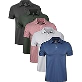 TELALEO 4/5 Pack Mens Polo Shirts Quick Dry Short Sleeve Golf T Shirt Performance Moisture Wicking Casual Workout