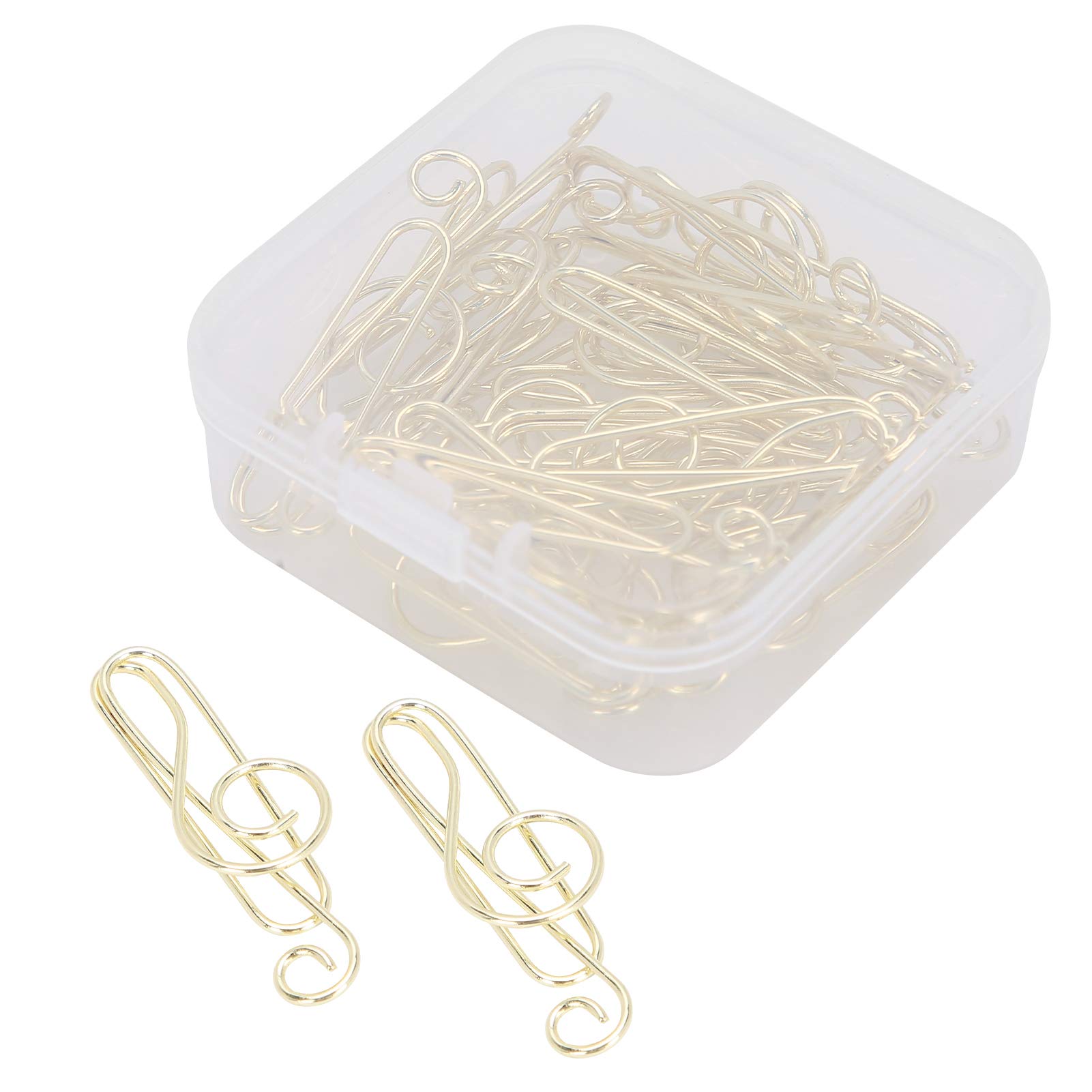 20Pcs Musical Note Paper Clips, Decorative Shape Bookmarks Page Marker Planner Clip Pin for File Classification Gold Gold
