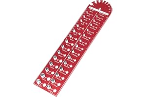 SNSMBNSR Thread Checker, 40 Bolt and Nut Thread Checker, Bolt Size and Thread Gauge with 15 Standard and 15 Metric and 10 Drill Bit Size Checker, Nut and Bolt Identifier Gauge with Rulers (Red)