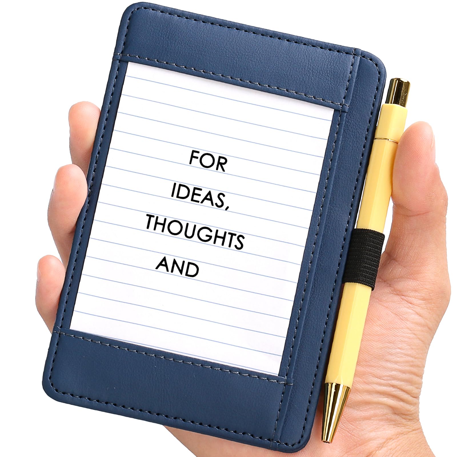 Leather Index Card Holder Blue 3 x 5 PU Index Card