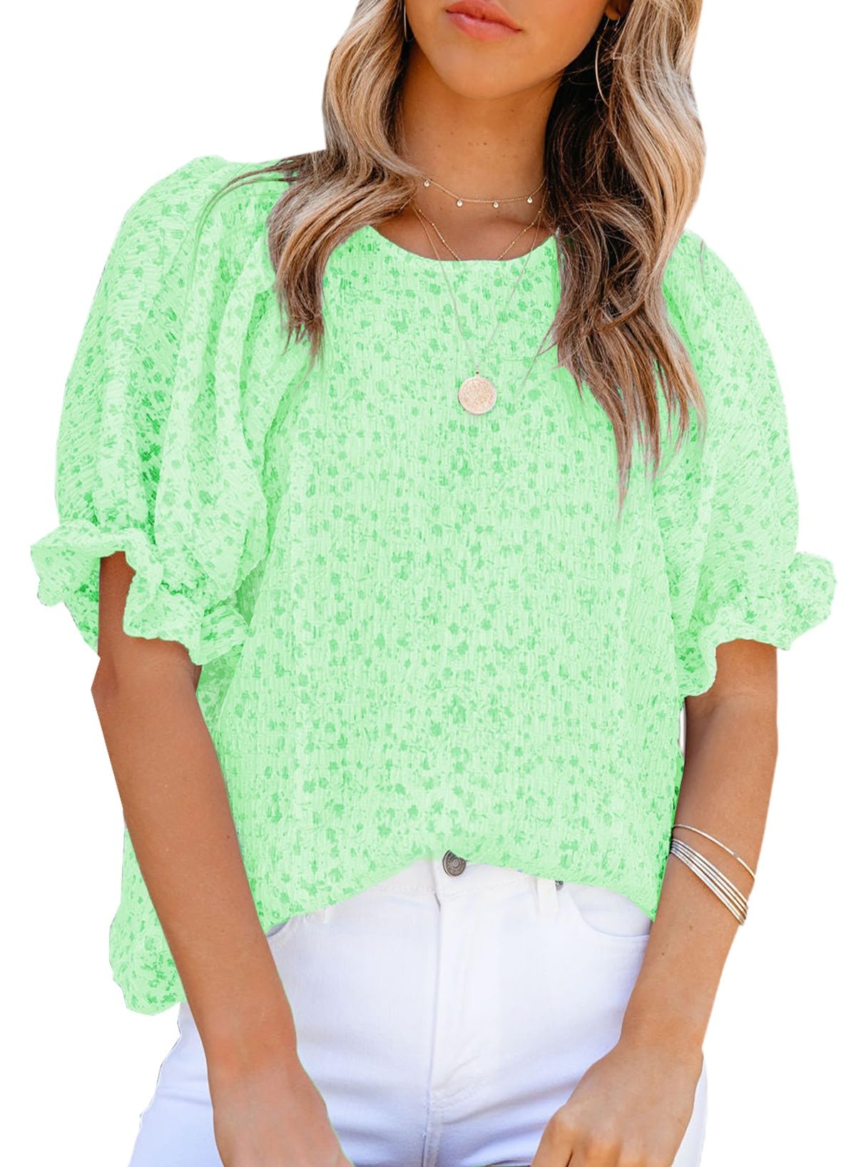 Dokotoo 2025 Summer Tops for Women Crew Neck