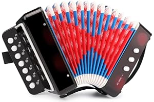 MUINS Kids Accordion, 10 Keys Control Mini Accordion Toy Gifts Easy to Play for kids Children Beginners Lightweight Musical Instrument Developmet Fit for 3 years and over(black)