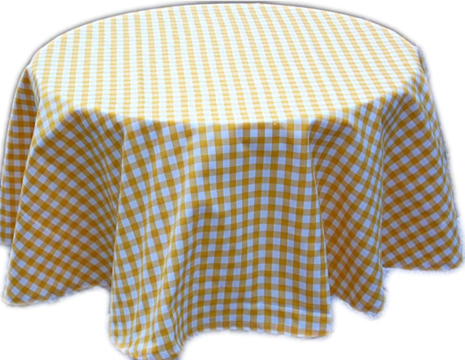 Karierte Tafeldecke Rund Tischtuch Tafeltuch Gelb Weiß Gartendecke