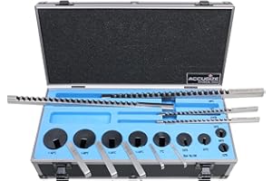 Accusize Industrial Tools No.10 Standard H.S.S. Keyway Broach Set, 18 Pcs/Set, 1/8'', 3/16'', 1/4'' and 3/8'' Keyway, Style B