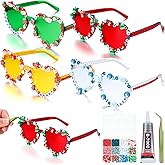 Flutesan 20 Pack Christmas Sunglasses DIY Heart Sunglasses for Women Beads Craft Kit Bulk Vintage Retro Accessories for Xmas Party Craft Favor Supplies