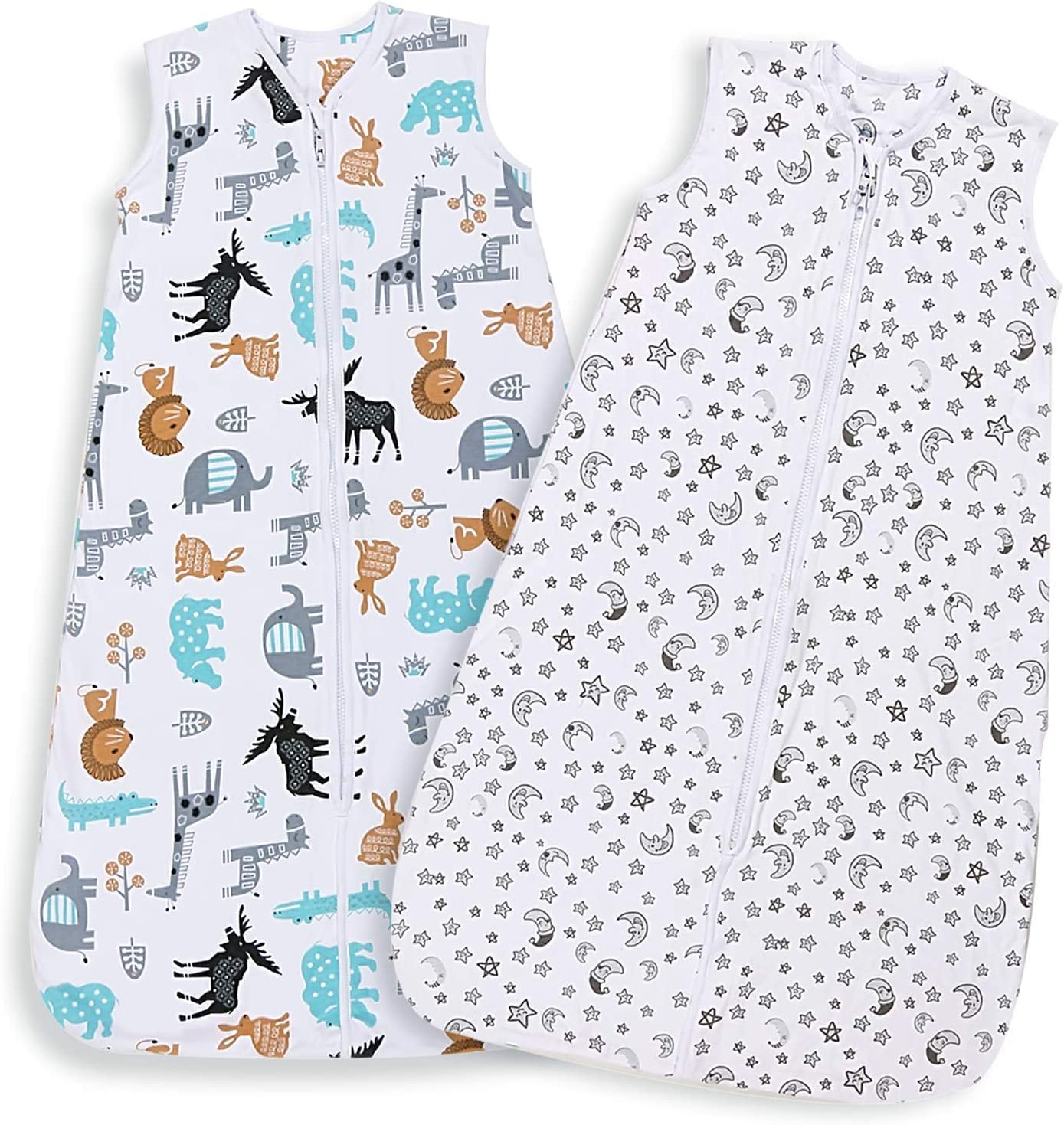 Lictin Baby Sleeping Bag 0.5 Tog-100% Cotton 2 PCS Baby Wearable Blanket Sleeping Sack with Adjustable Length 85-105cm for 18 to 36 Months Toddler