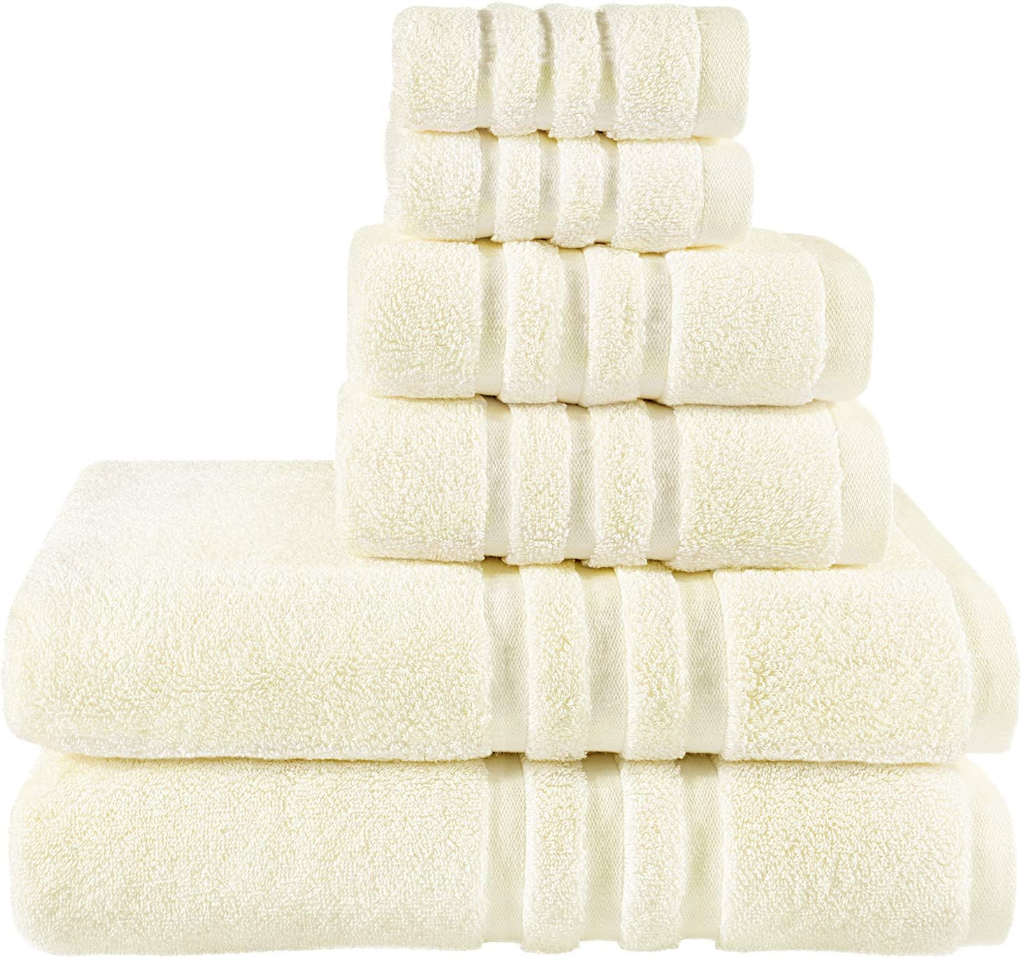 Josmon Towel Sets, 100% Cotton Bath Towels Set 6 Pieces for Bathroom, Luxury Highly Absorbent Hotel Spa Gym 2 Bath Towels 2 Hand Towels 2 Washcloths, Grey: Kitchen & Dining