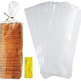 Bread Bags, 30 Pack Plastic Bread Bags with Ties for Homemade Bread, Clear Bagel Sandwich Bags, Bread Loaf Bags for Bakery Ow