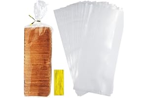 REASTAR Clear Bread Bags with Ties, 30 Reusable Plastic Bags for Homemade Bread and Bakery Use, 50 Adjustable Ties