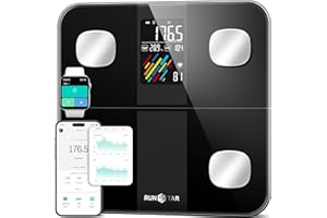 Runstar Smart Scale for Body Weight and Fat Percentage, High Accuracy Digital Bathroom Scale with Large Display for BMI Heart Rate 15 Body Composition Analyzer Sync with Fitness App 400lb