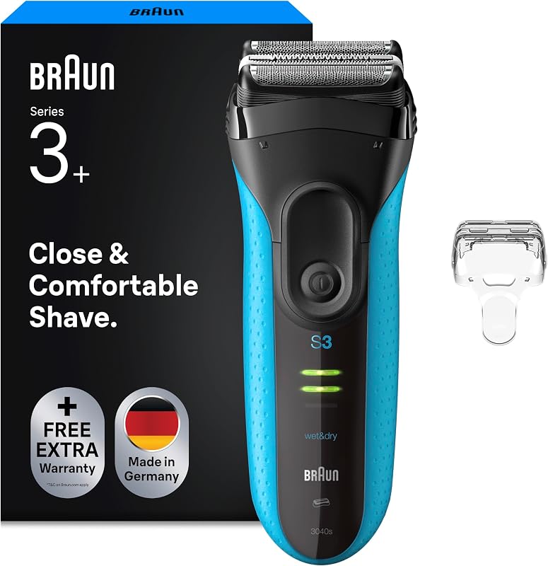 Serie 3 Rasoio Elettrico Barba Proskin, 3040s Nero e Blu Notte