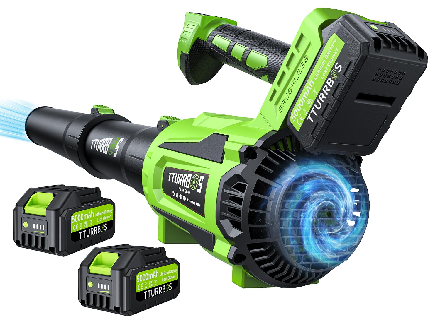 Photo 1 of Leaf Blower Cordless - 650CFM Brushless Motor Leaf Blower with 6-Speed Control & Ergonomic Handle - Includes 2 x 5.0Ah Batteries & Fast Charger - Blowers for Lawn Care, Yard, Patio, Leaves, Snow, Dust