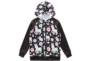 JXSTAR Girls Zip Up Hoodie Jacket Unicorn Sweatshirt with Pockets