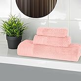 Superior Rayon from Bamboo Blend 3-Piece Towel Set, Luxury Quick Dry, Bathroom Essentials, Shower, Spa, Plush Soft Absorbent Towels, Includes 1 Bath, 1 Hand, 1 Washcloth/Face Towel, Pink