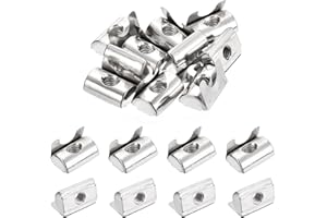 uxcell 20Pcs M6 t Nuts Roll in Spring, t Nut with Spring Sheet Carbon Steel Nickel Plated for 4040 Series Slot Aluminum Profi