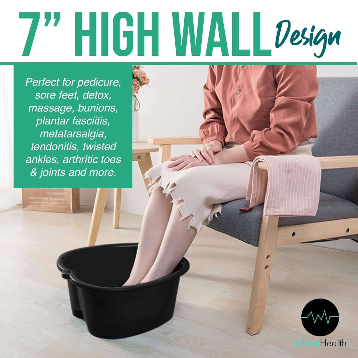 Foot Soaking Bath Basin – Large Size for Soaking Feet | Pedicure and Massager Tub for At Home Spa Treatment | Callus, Fungus, Dead Skin Remover: Beauty