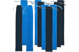 MILISTEN 10Pcs Suede Drawstring Flute Storage Bags: 14.56x2.36 Inch Recorder Pouches for Music Instruments, Accessories, Jewelry - Includes 5 Black & 5 Blue Bags
