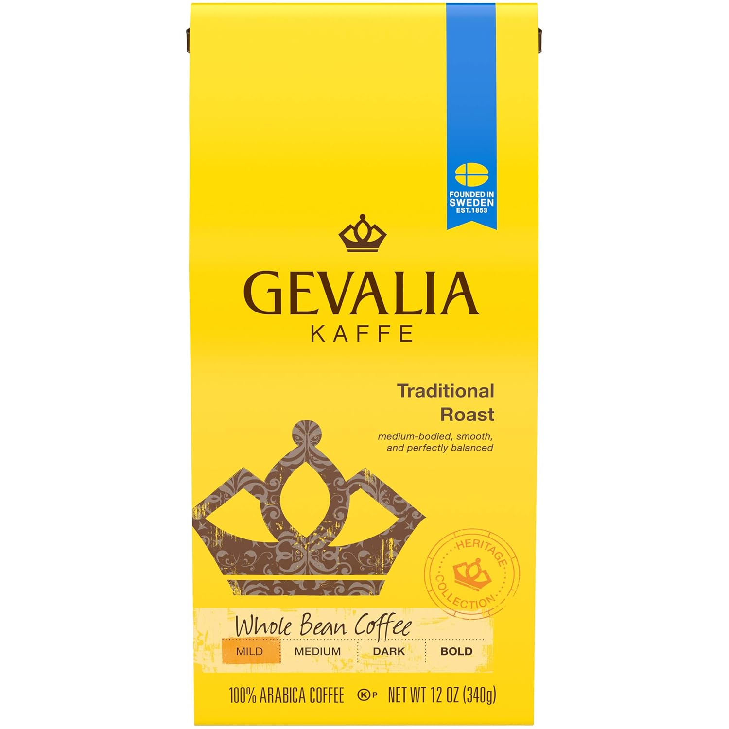 Gevalia Traditional Mild Roast Whole Bean Coffee (12 oz Bag) Grocery & Gourmet Food
