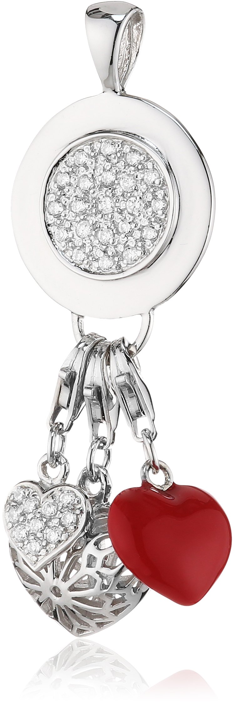 Pasionista 607986 Unisex Pendant 3 Hearts with White Zirconia 925 Sterling Silver, Sterling Silver, Cubic Zirconia