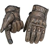 Milwaukee Leather MG7514 Men's Brown Leather with Gel Palm Motorcycle Gloves W/Protective Knuckle