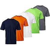 Mens Active T-Shirt - Quick-Dry Athletic Workout Training Stretch Crew Neck Short Sleeve Top 5 Pack