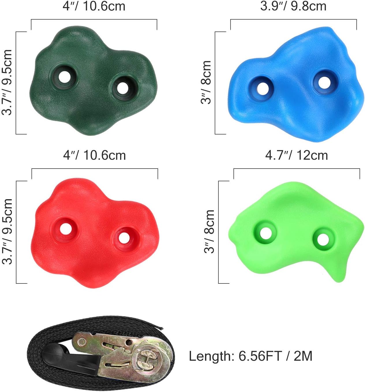 Odoland Ninja Tree Climbers, 12 Kids Rock Climbing Holds with 6 Sturdy Ratchets Straps for Outdoor Ninja Warrior Obstacle Course Training for Child and Adult: Sports & Outdoors