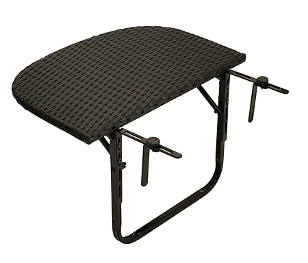 DEGAMO Balkonhängetisch 60x40cm, Metall + Polyrattan schwarz