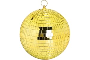 DJBoomy 8 Inch Hanging Mirror Disco Ball: Gold Disco Balls Decorations Mirror Ball with Hanging Ring for Party Decor Home Events DJ Parties