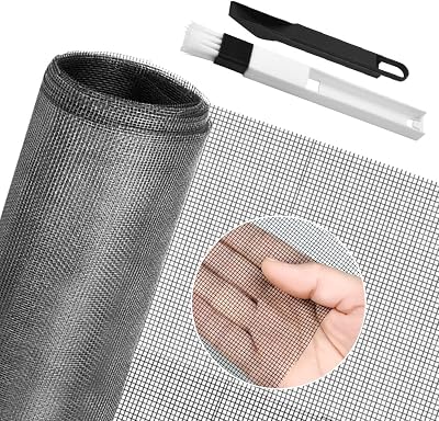 BUZIFU Window Screen Mesh 150x500cm Fiberglass Insect Net Grey