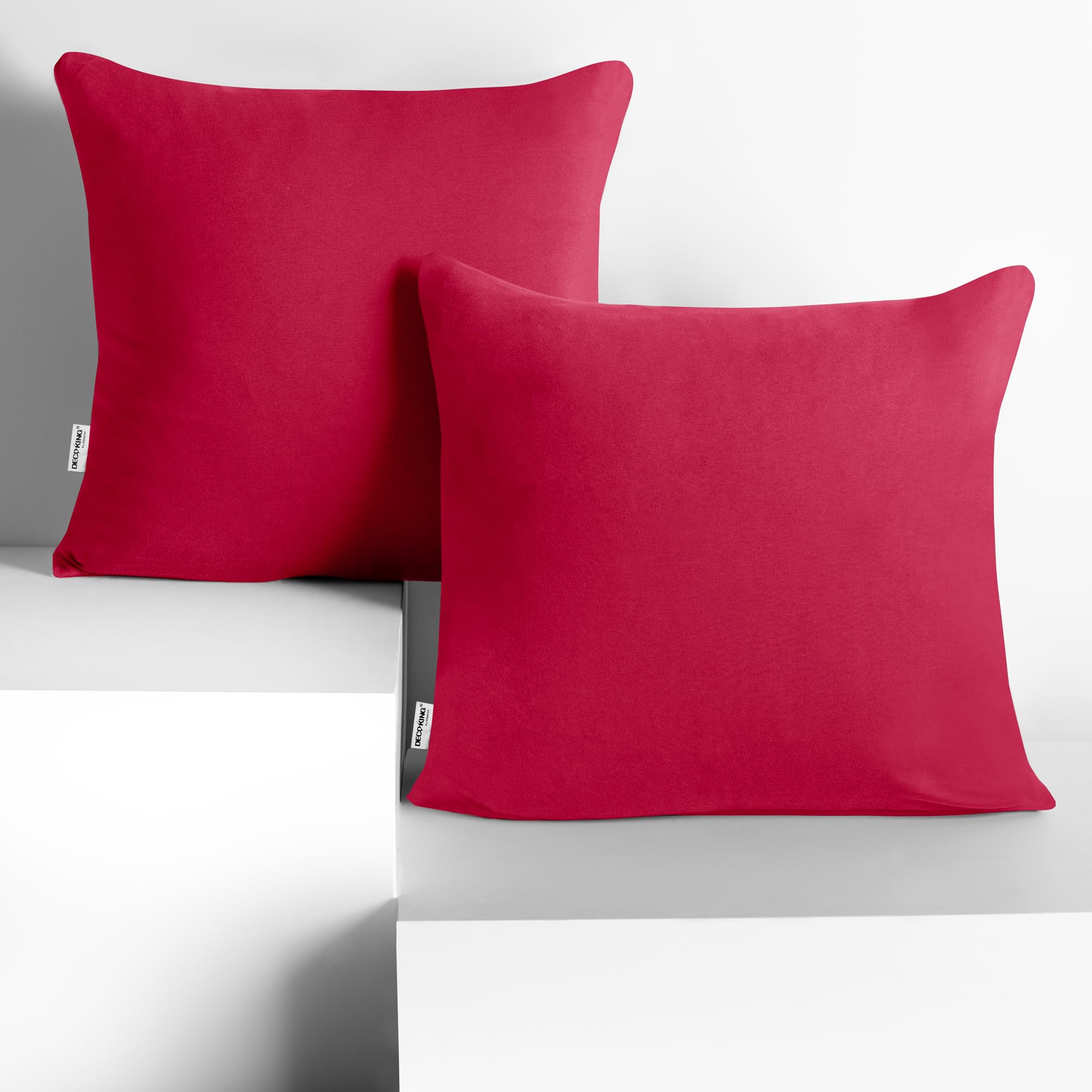 DecoKing 2 Pillowcases 50 x 50 cm Jersey 100% Combed Cotton Zip Pink Amber