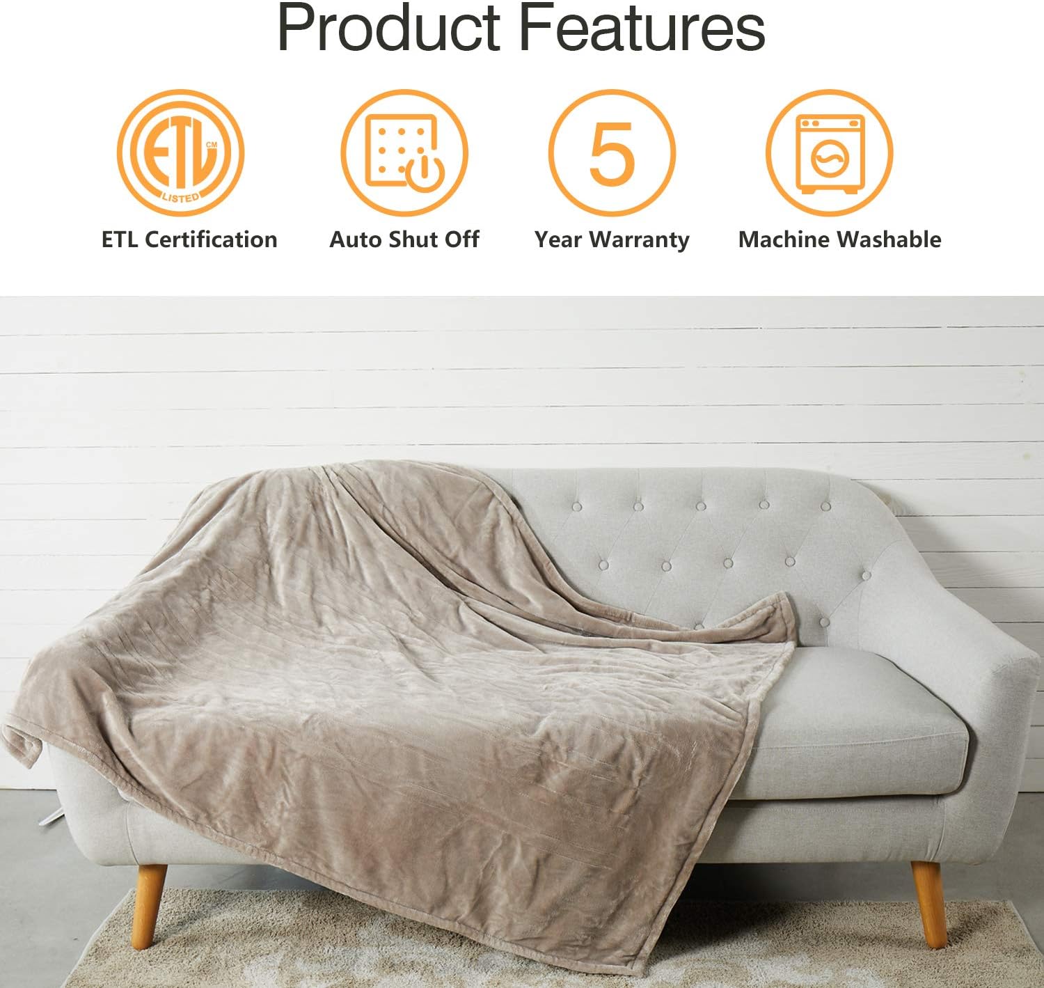 Electric Heated Blanket Throw with 3 Heating Levels & 4 Hours Auto Off,Super Cozy Soft Heated Throw with Fast Heating and Machine Washable,Home Office Use: Home & Kitchen