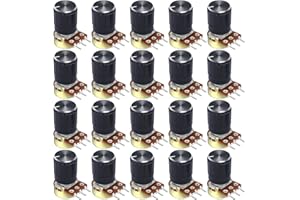Dafurui 10k ohm Potentiometer，20PCS B10k Rotary Potentiometer 10k Ohm Linear Potentiometer Kit 3 Terminals 20mm Shaft with Nuts, Washers and Aluminum Alloy knobs