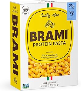 Brami Curly Mac Italian Protein Pasta, Low Carb, High Fiber, Non-GMO, Keto, Made in Italy, Semolina Pasta, Fortified with Hea