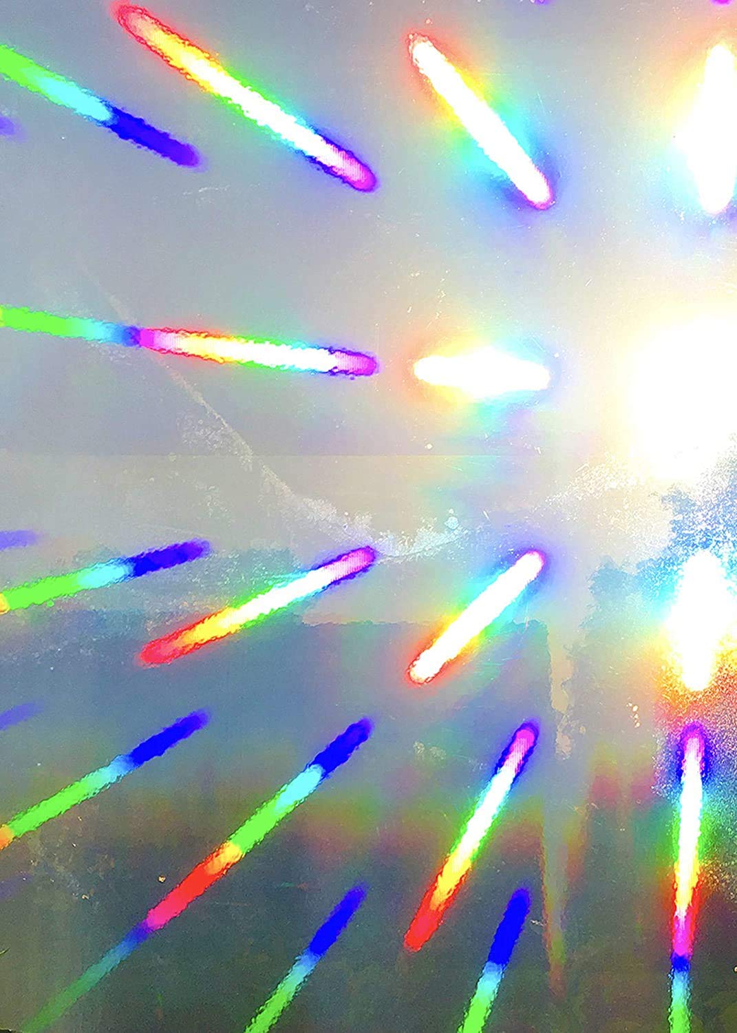 Rainbow Symphony – Rainbow Suncatcher Window Film, Diffraction Window Film, Stained Glass Window Cling, Holographic Prismatic Film, Spectra Star Pattern, 24" x 36", Made in USA