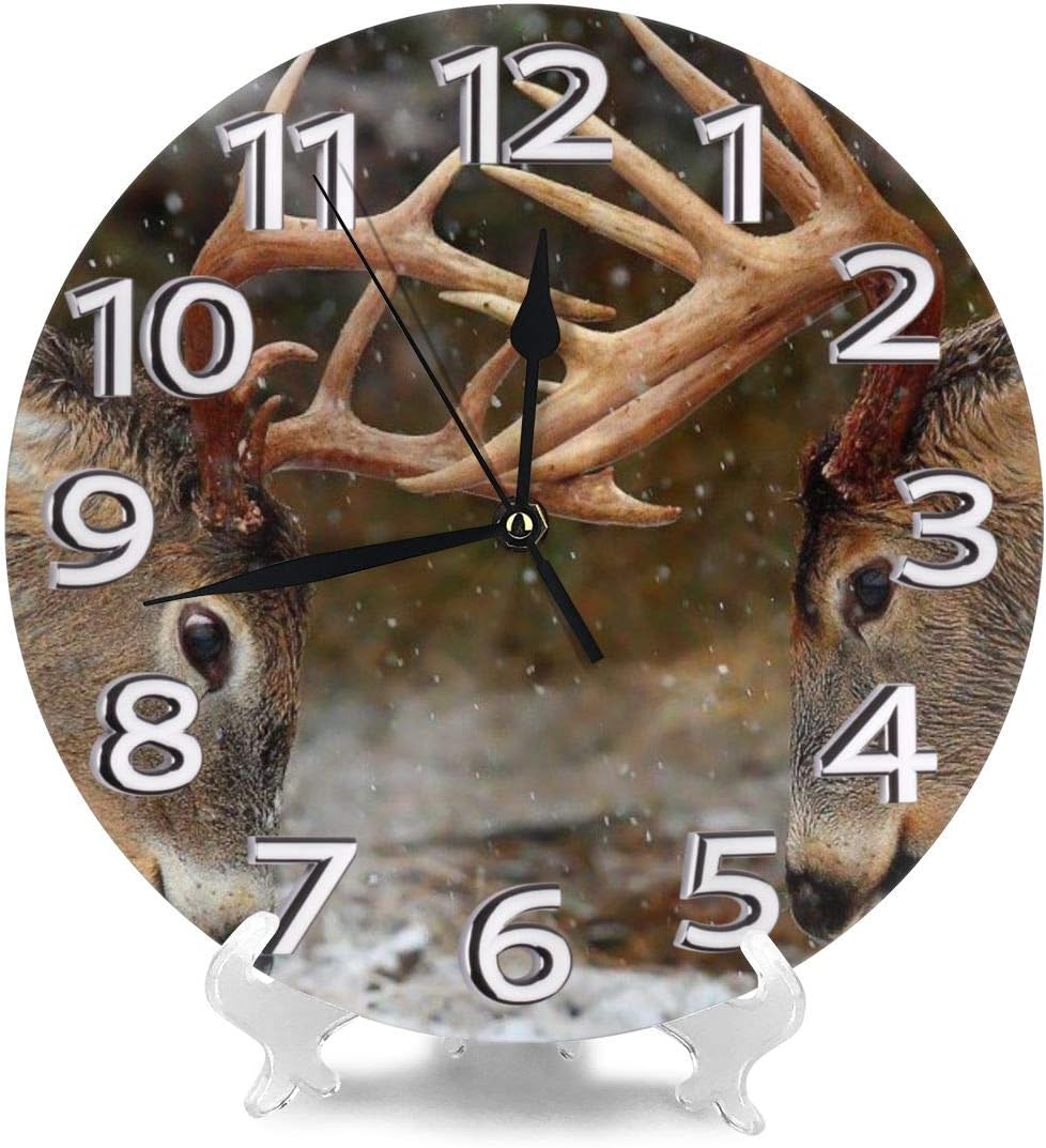 Amazoncom Round Wall Clock Shelf Clock Vintage Two Deer In The Amazoncom Round Wall Clock Shelf Clock Vintage Two Deer In The