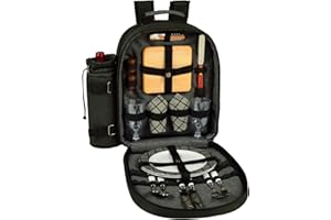 Picnic at Ascot Original Equipped 2 Person Picnic Backpack with Cooler & Insulated Wine Holder- Designed & Assembled in the USA