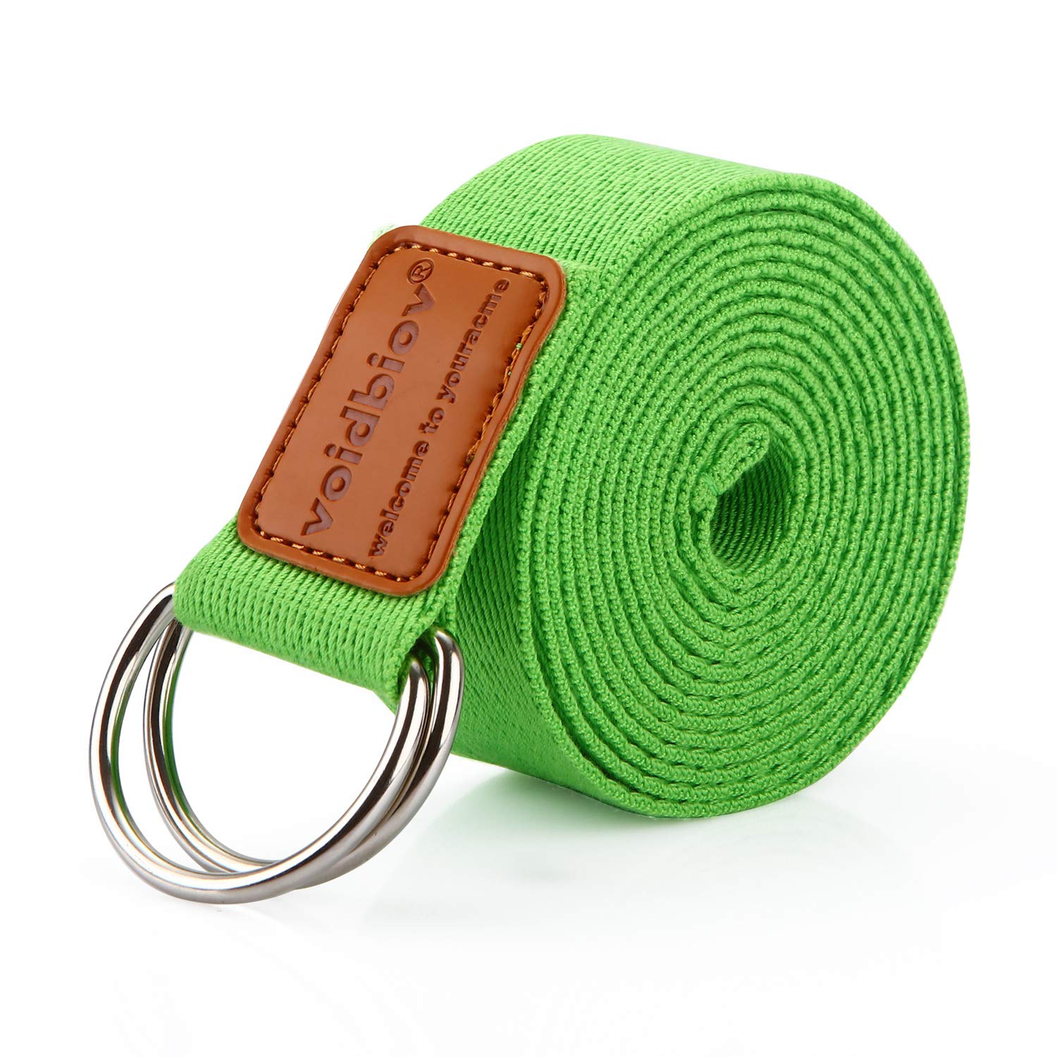voidbiov D-Ring Buckle Yoga Strap 1.85 or 2.5M, Durable Cotton Adjustable Belt Perfect for Holding Poses, Improving Flexibility and Physical Therapy Green2.5M