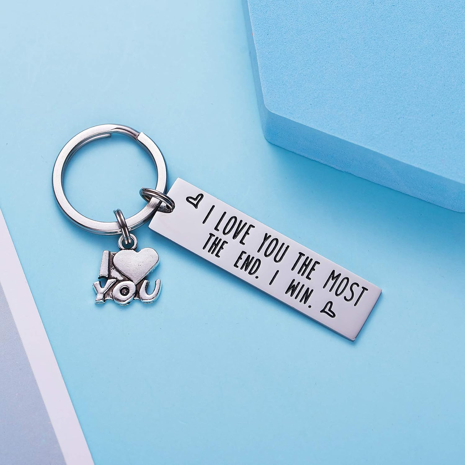 LParkin I Love You The Most The End I Win Love You More Mostest Keyring Couples Friendship Key Chain Cute Boyfriend Girlfriend Birthday Gifts for Him Her - Image 5