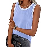 MEROKEETY Womens Tank Tops 2026 Summer Casual Sleeveless Crew Neck Basic T Shirts Beach Striped Color Block Clothes