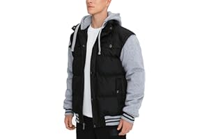 BEST SOUTH Men's Hooded Winter Coats Water Resistant Warm Thicken Insulated Full Zip Windproof Jackets with Pockets