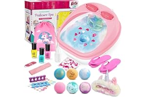 Spa Day Gift Set for Girls, Christmas Birthday Gift Nail Art Salon Sensory Beads Foot Spa Accessories Kit, Foot Soak Tub for 