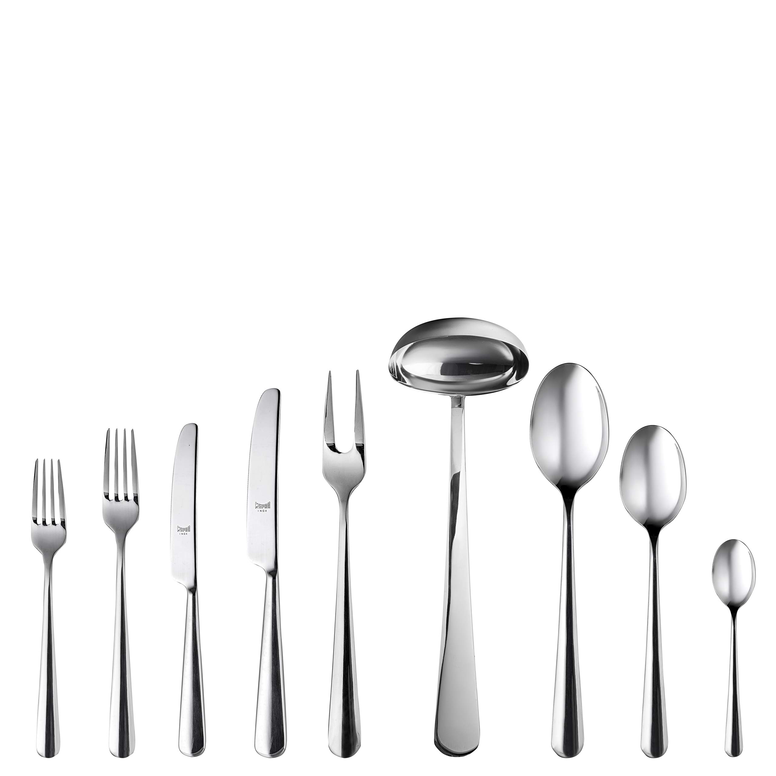 MEPRA 75-Piece Stoccolma Cutlery Set, Stainless Steel, Silver, 41.000000000000007 x 33 x 21.5 cm