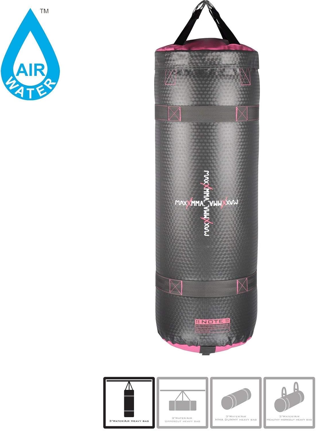 MaxxMMA Training & Fitness Water/Air Heavy Bag, Uppercut Workout Grappling MMA Punching Bag (Grey/Pink) : Sports & Outdoors