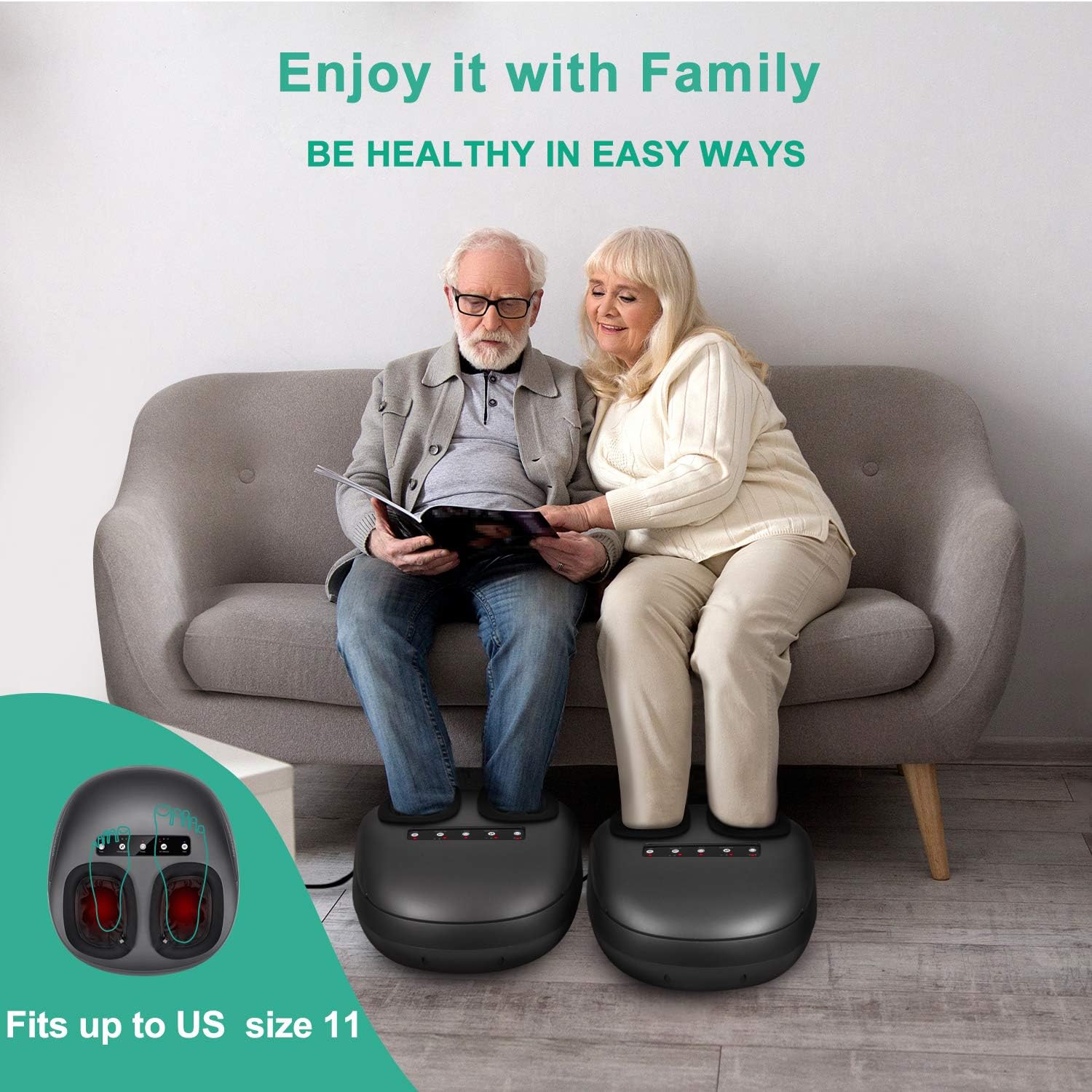 Medcursor Foot Massager Machine with Heat, Shiatsu Deep Kneading Massage, Multi-Level Settings, Air Compression, Electric Muscle Roller Feet Massager, Fits Feet Up to Size 11: Health & Personal Care