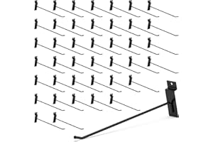 HUHOLE Slatwall Hooks 10 Inch 32PC Black, Thick Metal Slat Wall Hanging Hooks, Slatwall Accessories for Garage Tool Organization, Retail Display, Wall Storage, Workshop Accessories