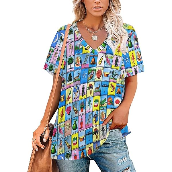 Retro 80s 90s Women's Summer Tops V Neck T-Shirt Casual