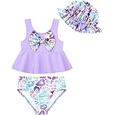 Redair Toddler Girl Swimsuit Baby Bikini Bathing Suit Ruffle Swimwear with Hat Pool Beach for 18Months-6T