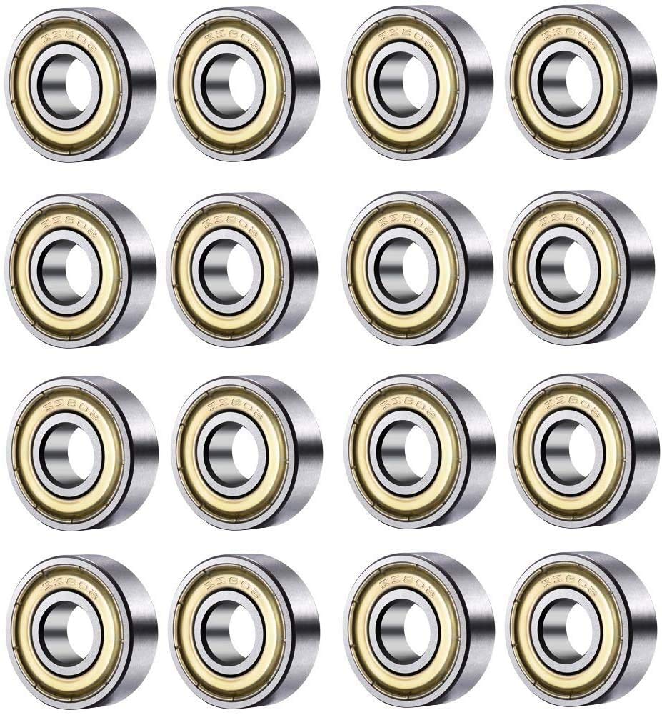 608 ZZ Ball Bearings, 20 Pieces 608zz Metal Double Shielded Miniature Groove Skateboard Ball (Silver)